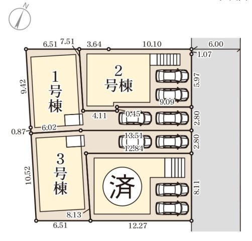 春日市一の谷1丁目第1-4棟（2号棟）の区画図|配置図(2号棟)