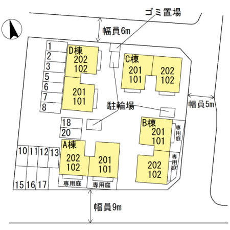 ファミール州見　D棟の駐車場