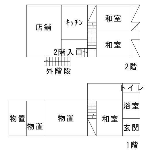 住宅＋店舗＋倉庫の間取り