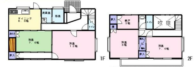 川越市霞ヶ関北1丁目　4SDK　戸建て貸家の間取り