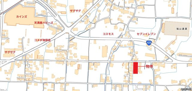 津山市押入　売地　485坪の地図