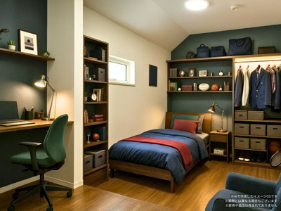 【洋室】 | 新築戸建/小岩1棟 | カウンターデスクがある居室はワークスぺースとしてもご利用いただけます。