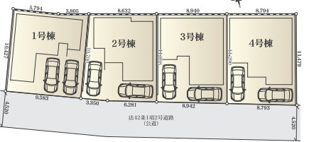 茅ヶ崎市今宿　新築戸建　3号棟の区画図|3号棟です♪