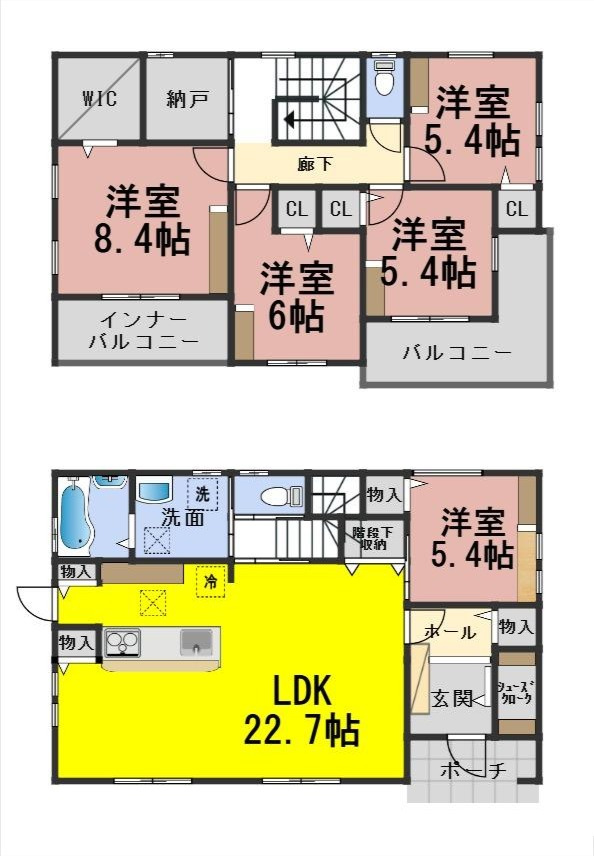 ６４６４６　岐阜市柳津町上佐波中古戸建ての間取り