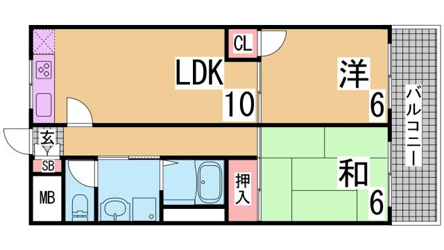 神戸市北区鈴蘭台北町３丁目の賃貸マンションの間取り