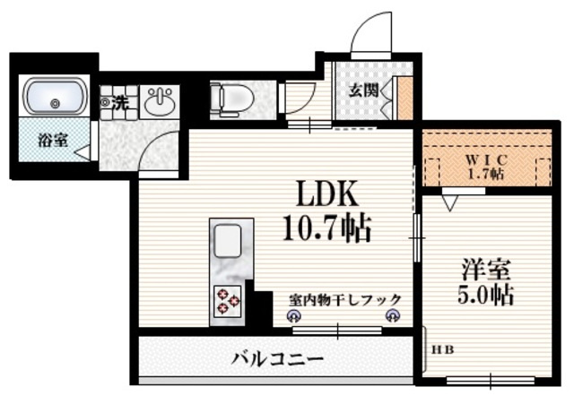 ヴァンヴェール松原の間取り|ウォークインクローゼット付きのお部屋です