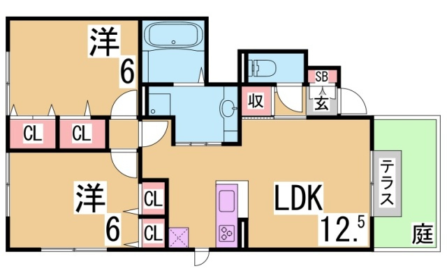 神戸市北区鈴蘭台西町４丁目のアパートの間取り
