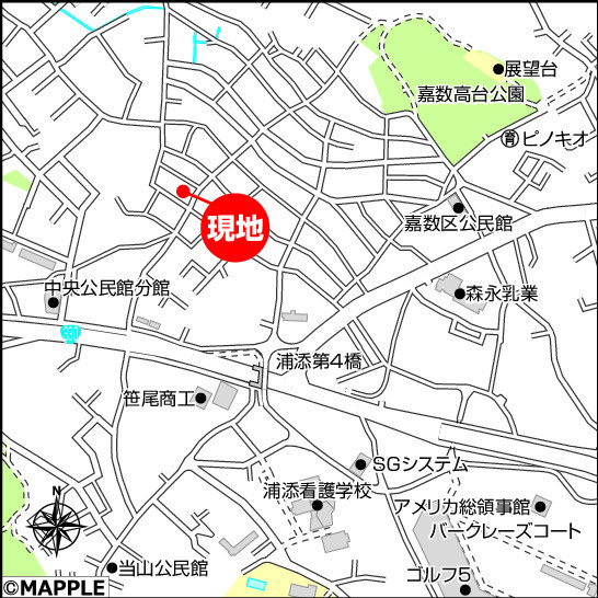 ハートフルタウン宜野湾市嘉数　1号棟の地図