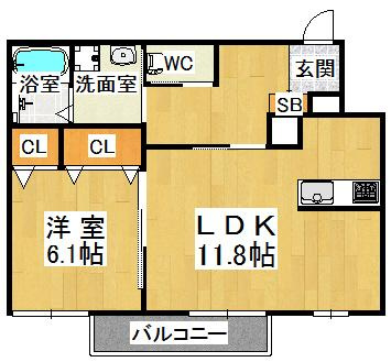 YKメゾン旭が丘の間取り