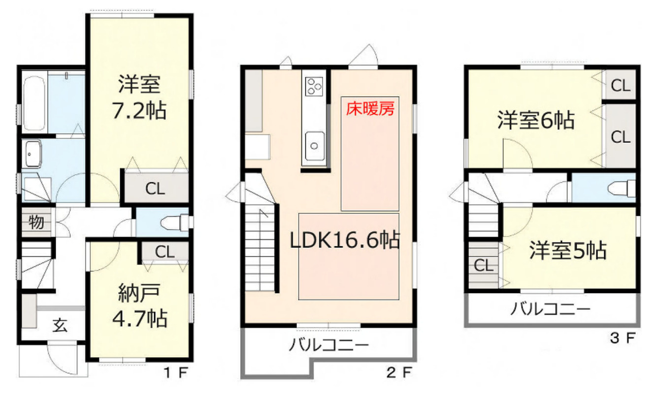 高田駅/横浜市港北区高田西3丁目 新築戸建て【仲介手数料無料】の間取り