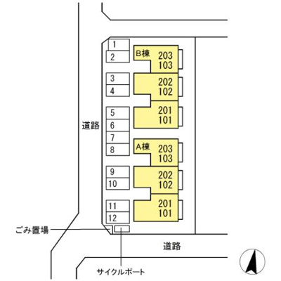 【区画図】 | ハイカムールさかいびらき B棟