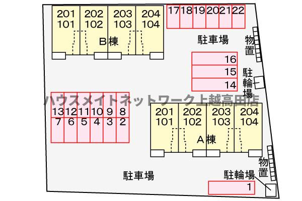 グラシオッソＢの駐車場|配置図