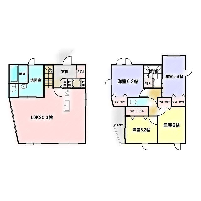神戸市垂水区霞ヶ丘3丁目の間取り|約20帖の広々リビング。たっぷりの収納スペースで快適に！