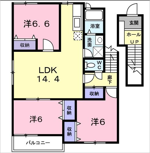 サニーガーデン　B棟の間取り