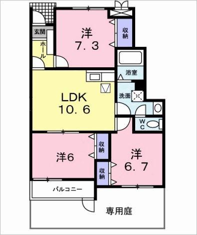 サニーガーデン　C棟の間取り