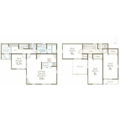 【間取り】 | 綾瀬市寺尾釜田２丁目第２　新築戸建
