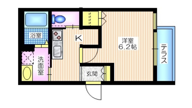 リベルテ鎌倉の間取り|シンプルで使いやすい1K