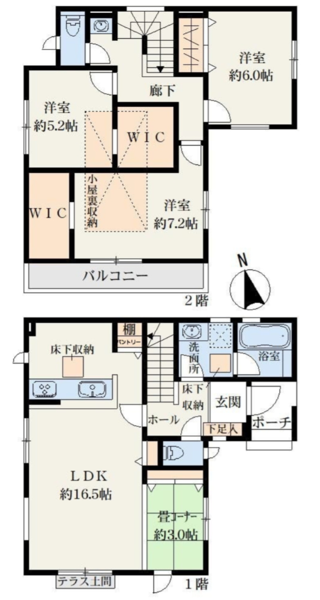 横浜市都築区川和町 新築戸建て【仲介手数料無料】の間取り