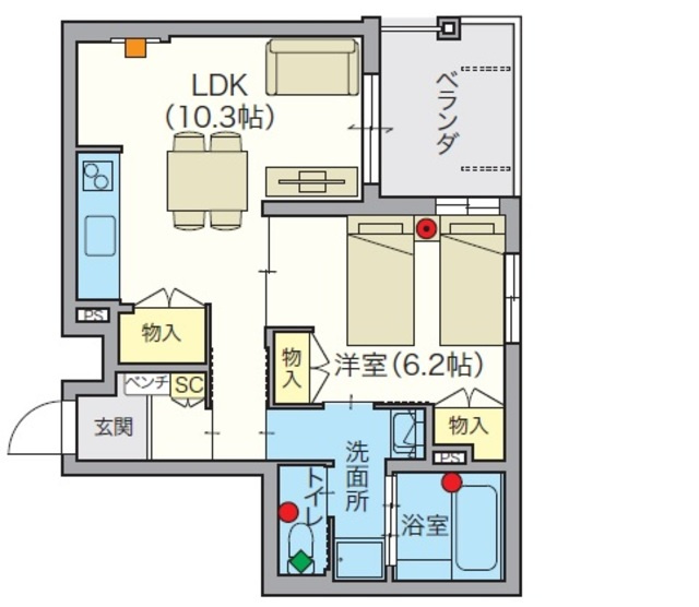 （シニア限定）HEBELVILLAGE鷺ノ宮の間取り|バリアフリーで安心