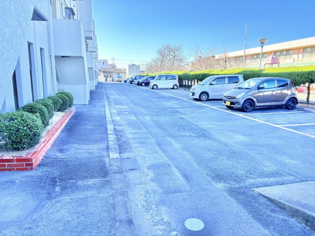 売中古マンション　篠ケ瀬ハイム２階の駐車場|敷地内は平面駐車場。近隣にも月極駐車場あり。