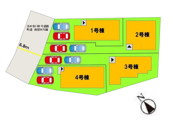 【区画図】 | 糟屋郡志免町王子4丁目4期　4号棟（全4棟）【仲介手数料無料・0円】 | 区画図です。4号棟