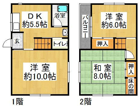 明石市二見町東二見の一戸建ての間取り