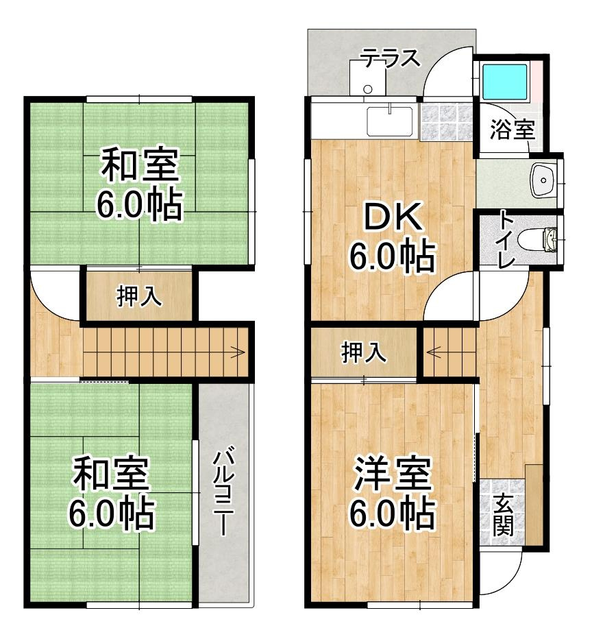 明石市魚住町清水鈴谷の一戸建ての間取り