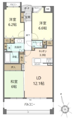 ユニーブル岩崎台スクエアの間取り|間取3LDK