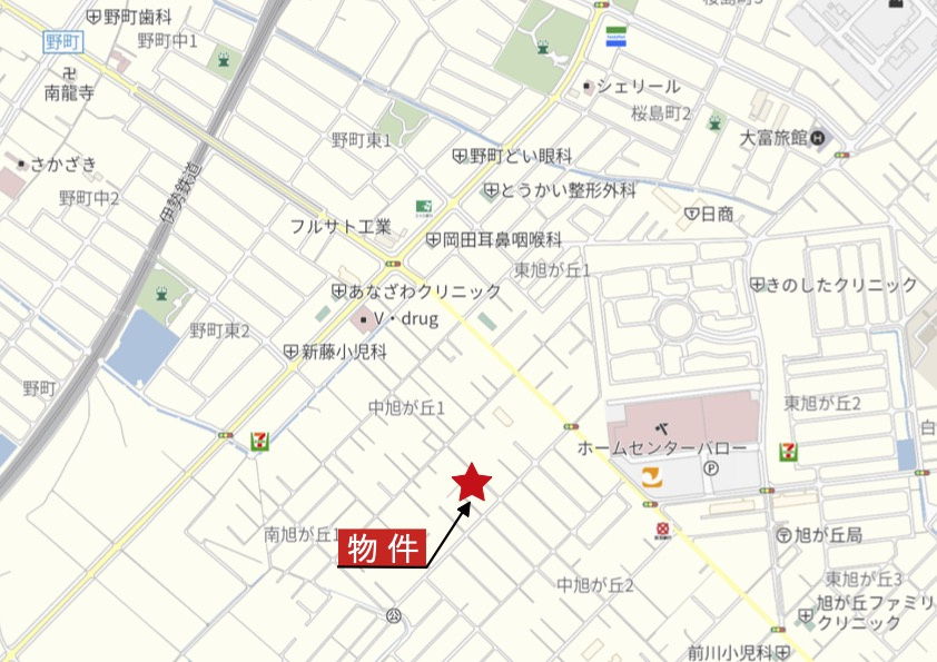 鈴鹿市中旭が丘1丁目の地図|広域Map