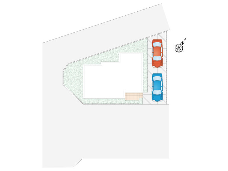 久喜市本町4丁目1区画　区画図　駐車は2台可能です。
土地面積　128.73㎡（38.94坪）　建物面積　103.09㎡（31.18坪）