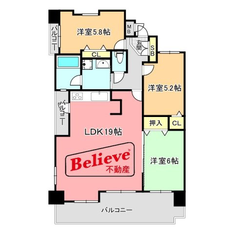 クィーンズ久留米ステーションスクエアの間取り|使い勝手の良い間取りです♪