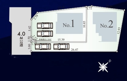仲介手数料無料　グラファーレ入間市扇台5期・新築全2棟の区画図