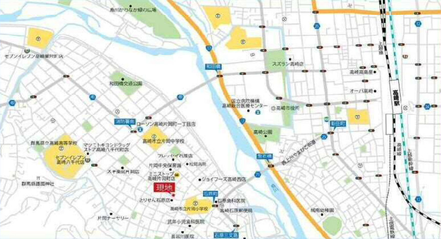 【新築】高崎市片岡町2丁目　限定1棟　フェリディアガーデン　新築建売の地図