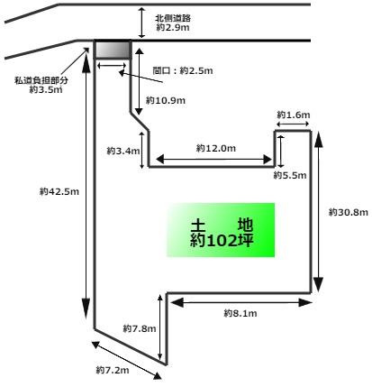 【土地図】 | 茨木市西河原１丁目四筆100坪以上　土地（更地）