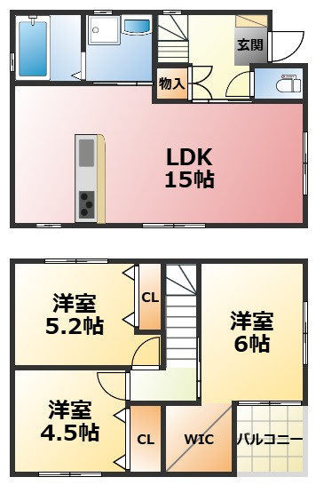 笠屋町戸建B棟の間取り