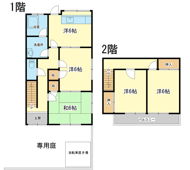 広畑区清水町2戸一貸家　東の間取り