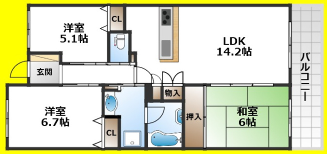 【間取り】 | ジオ千里中央スカイコートB棟