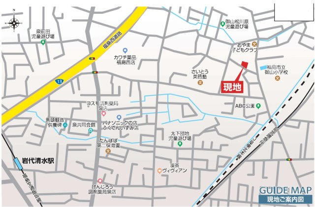 福島市御山沢田ブルーミングガーデン全４棟の地図