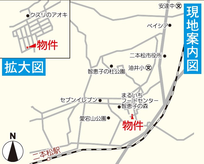 二本松市智恵子の森第1　Cradle Garden　全2棟の地図