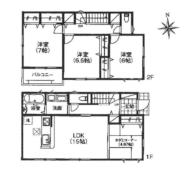 【間取り】 | 明石市第12大久保町山手台（全2）2号棟未入居 | 3LDK+畳コーナーです。