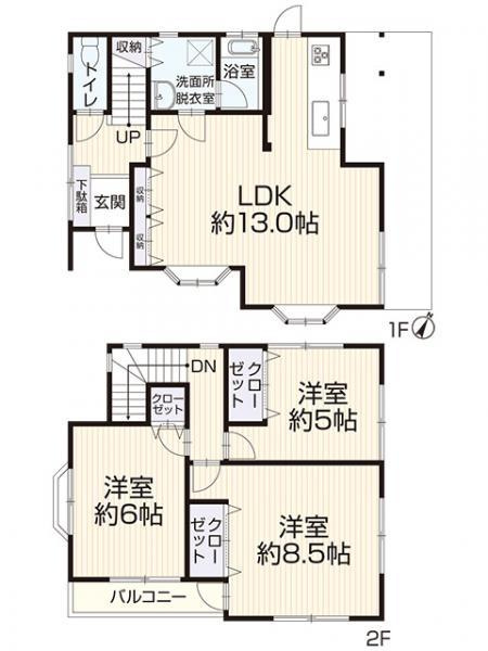 藤沢市鵠沼藤が谷4丁目　中古戸建の間取り