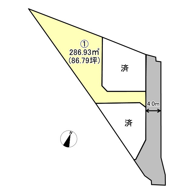 ピュアタウン喜多川　1号地の土地図