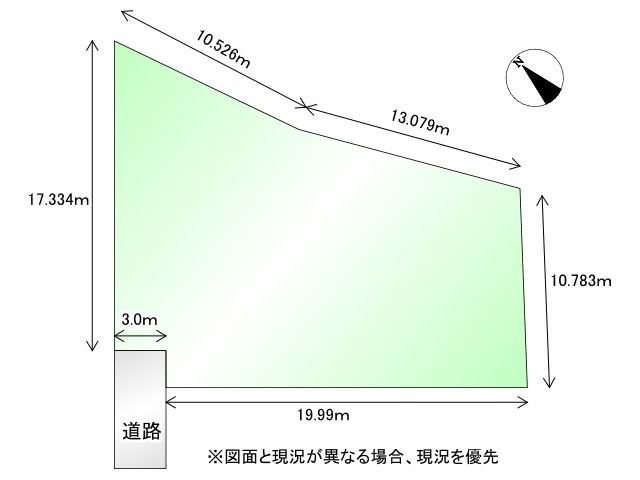 深谷市緑ケ丘　売地の土地図|図面と現況が異なる場合、現況を優先とします。
