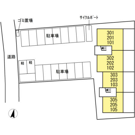 熊本市中央区渡鹿６丁目のアパートの区画図