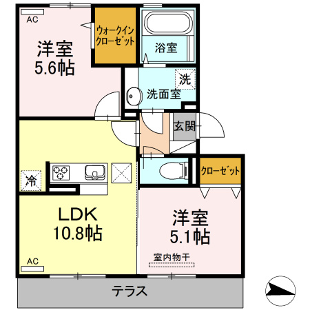 熊本市中央区渡鹿６丁目のアパートの間取り