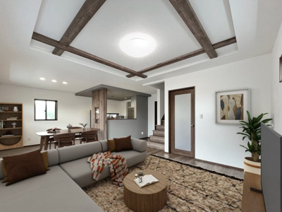 【居間・リビング】 | 【LDK　家具設置CGイメージ】
※画像にある家具家電はCGで作成したイメージです。実際の物件には付帯致しません。