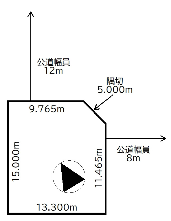 桜ケ岡4丁目売土地（古家付）の土地図|北東角地です
