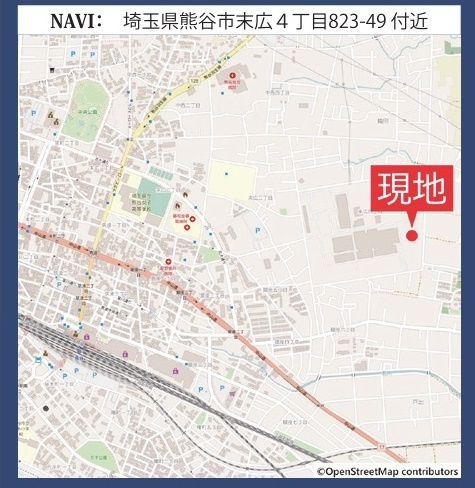 【仲介手数料無料】新築戸建　熊谷市末広4-14（全11棟）の地図