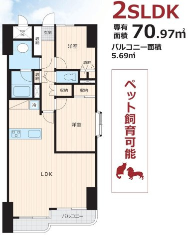 海まで5分！ライオンズマンション湘南秋谷　4階　オーナーチェンジ物件の間取り|導線を考えられた間取り