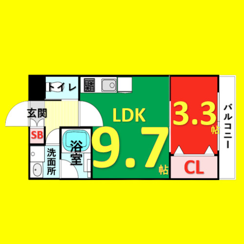 Urbano千種Spica　名古屋市賃貸　仲介手数料無料の間取り